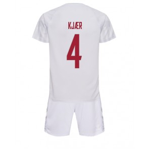 Denmark Simon Kjaer #4 Replica Away Stadium Kit for Kids World Cup 2022 Short Sleeve (+ pants)